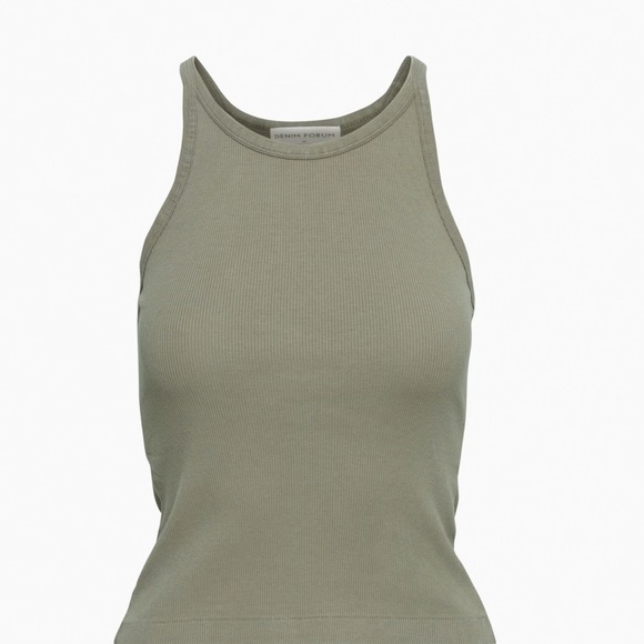 Aritzia Denim Forum Medium The Jane Ribbed Army Green Tank Top - Picture 3 of 6